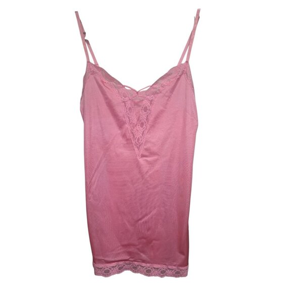 VTG Body Lites JCPenney Pink Lace Trim Full Slip Dress Womens USA Size 34 - Picture 1 of 8